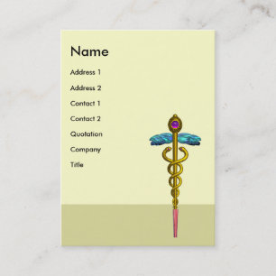 Cartão De Visita CADUCEU, âmbar dourado vibrante