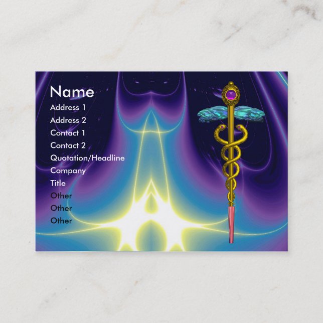 Cartão De Visita CADUCEUS, ametísta de ouro vibrante (Frente)
