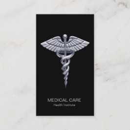 Cartão De Visita Caduceus prateado clássico em preto