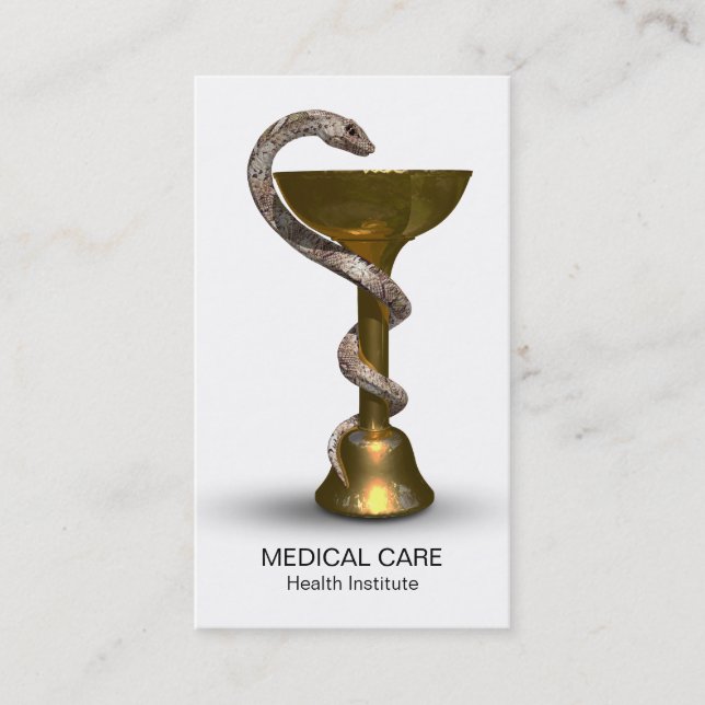 Cartão De Visita Caduco Branco de Bronze de Hygieia Cobra Bowl para (Frente)