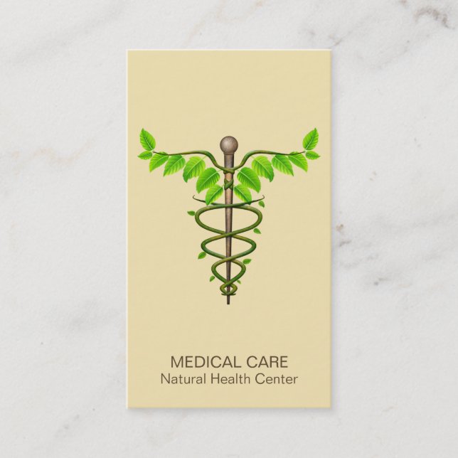Cartão De Visita Caduco Médico alternativo deixa bege verde (Frente)