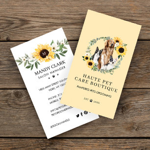 Cartão De Visita Cães Aquarelas Cães Flores Sunflower Wreath Pet