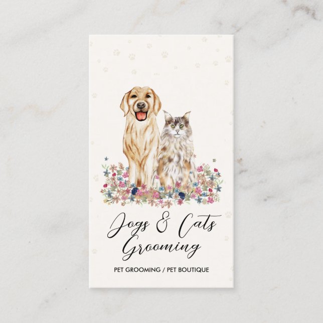 Cartão De Visita Cães Beiger Cães Cães Catos Pet Sitter (Frente)