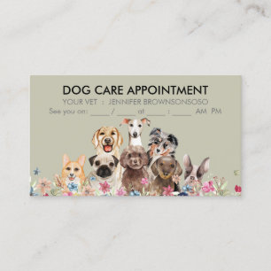 Cartão De Visita Cães Boho Chic Agendamentos Bege Bonito