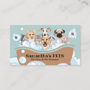 Cartão De Visita Cães Gatos Spa Sitter Groomer petCare Bathing