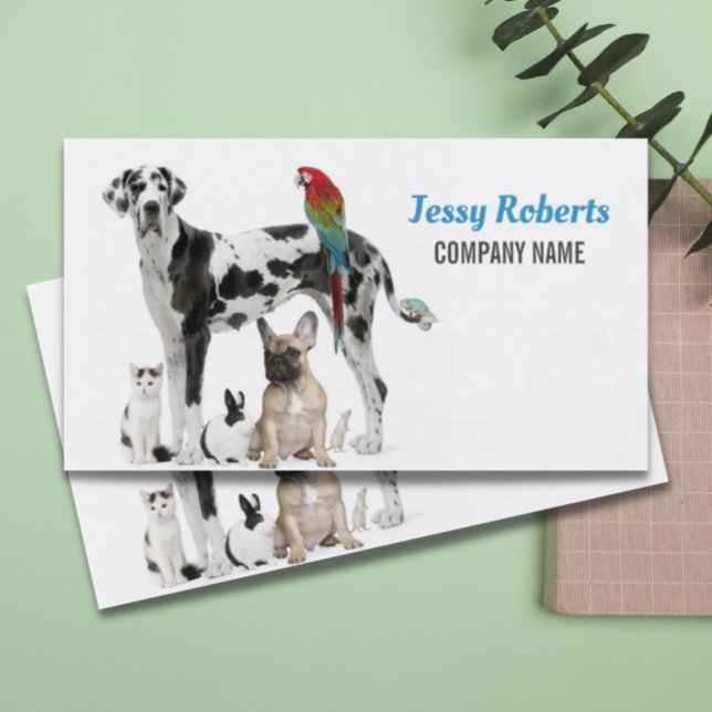 Cartão De Visita Cães Walker Animal Care Veterinarian Pet Sentado (Dog Walker Animal Care Veterinarian Pet Sitting Business Card)