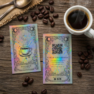 Cartão De Visita Café Celestial Vintage Holográfico