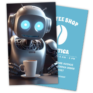 Cartão De Visita café de bebendo robô