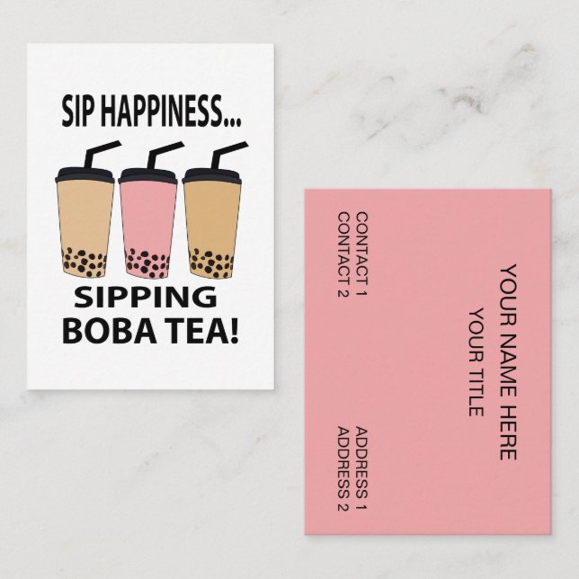 Cartão De Visita Café de Chá Boba Bubble Tea (Frente/Verso)