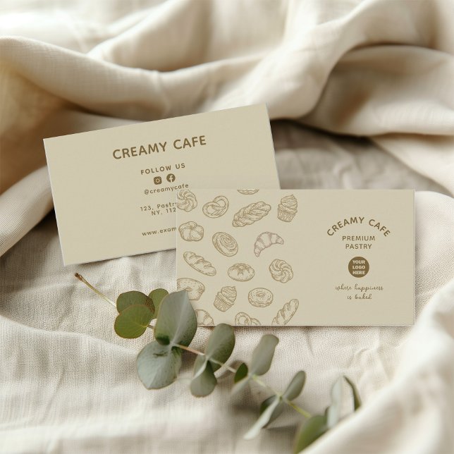 Cartão De Visita Café de pastelaria doce e simples (modern minimalist create your own coffee brown bakery business card)