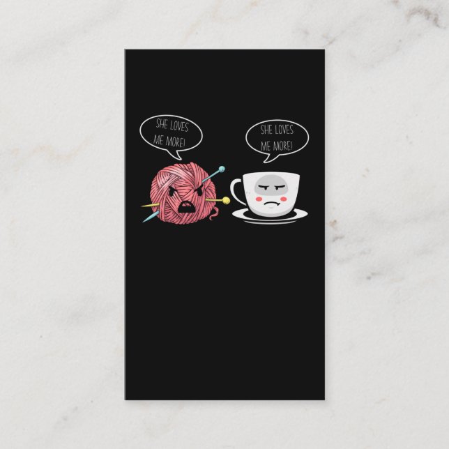 Cartão De Visita Café e Crochet Lady Crocheting Yarn Humor (Frente)