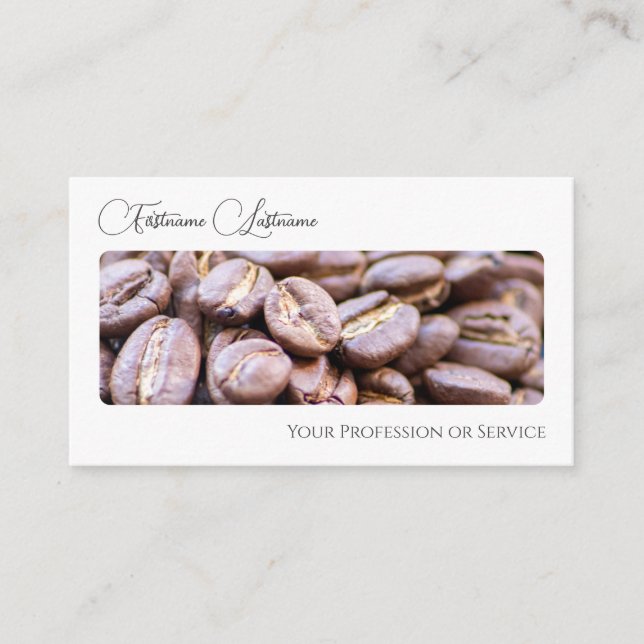 Cartão De Visita Café elegante caligrafia barista QR-Code (Frente)