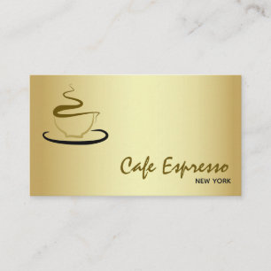 Cartão De Visita Café Elegante Dourado