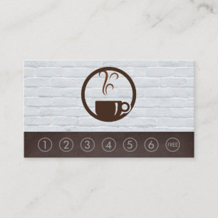 Cartão De Visita Café fresco   Parede de tijolos   Placa de aperto