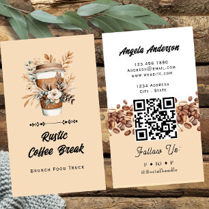 Cartão De Visita Café Latte QR Code e Site Tendências