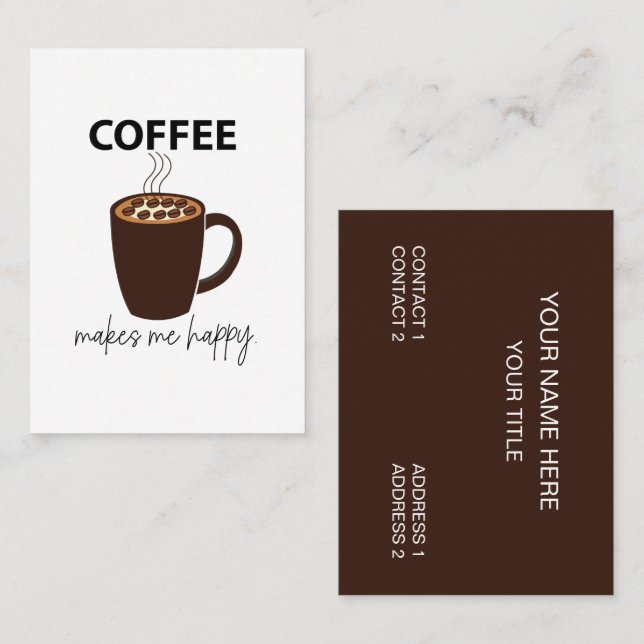 Cartão De Visita Café Me Faz Feliz Café (Frente/Verso)