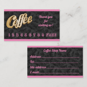 Cartão De Visita Café Preto Floral Livre, Moderno, Luxury
