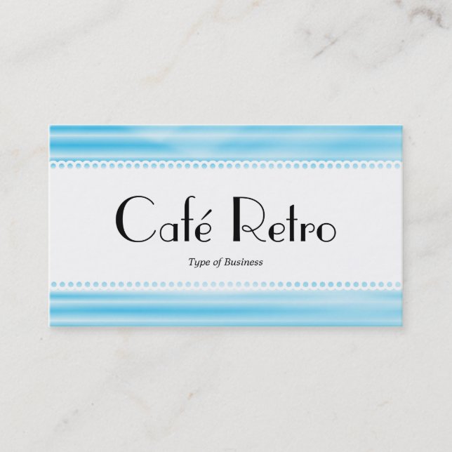 Cartão De Visita Café Retro (Escalonado) - Azul ondulado (Frente)