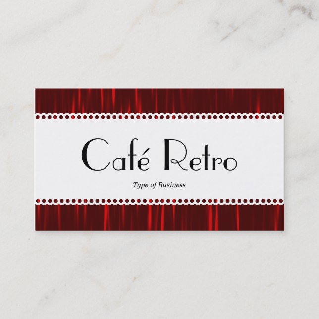 Cartão De Visita Café Retro (Escalonado) - Listras Vermelhas (Frente)