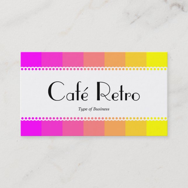Cartão De Visita Café Retro (Escalonado) - Magenta a Amarelo (Frente)