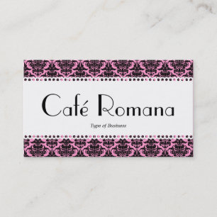 Cartão De Visita Café Romana (Scalloped) Black Damask