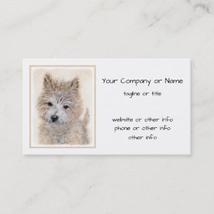 Cartão De Visita Cairn Terrier Puppy Painting - Arte Original De C