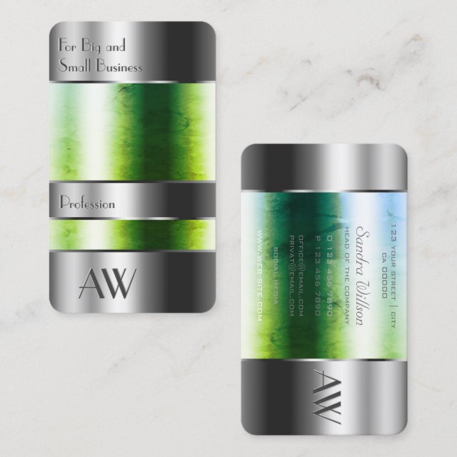 Cartão De Visita Caixa de Alumínio Flashy com Monograma de Veneno V (Frente/Verso)