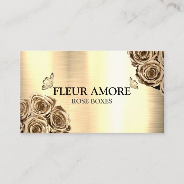 Cartão De Visita Caixa de Flores de Rosa de Presente (Frente)