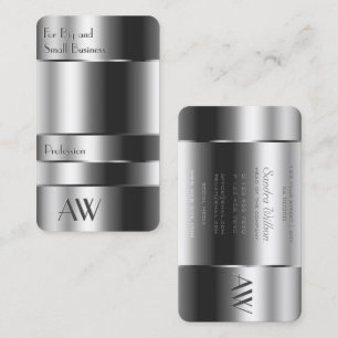 Cartão De Visita Caixa de Prata de Alumínio com Monograma