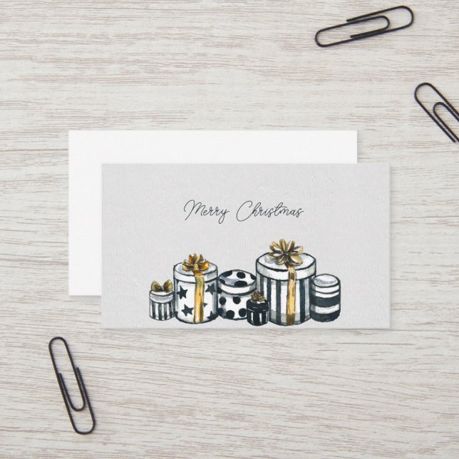 Cartão De Visita Caixas de presentes de Natal Feliz (Frente/Verso In Situ)
