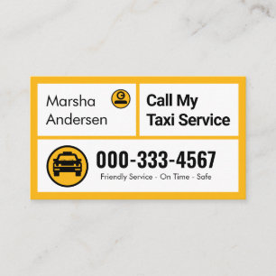 Cartão De Visita Caixas de Táxi Amarelo Elegantes Dirigindo Cab