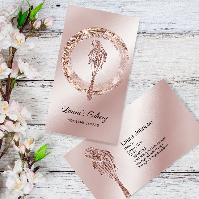 Cartão De Visita Cakes & Sweets Cupcake Home Bakery Dripping Whisk  (Criador carregado)