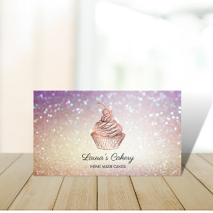 Cartão De Visita Cakes & Sweets Cupcake Home Bakery Rustic Vintage