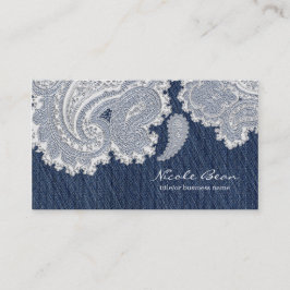 Cartão De Visita Calça Jeans e Renda Branca Casamento Elegante