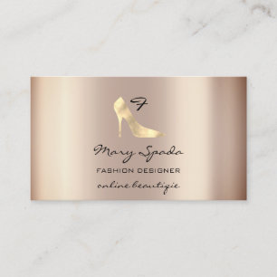 Cartão De Visita Calçados Monogramas Rosa Heels Logotipo Compro QR