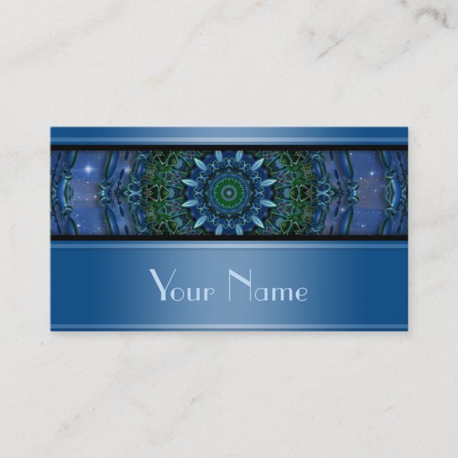 Cartão De Visita Caleidoscópio Fractal Mandala VII + texto (Frente)