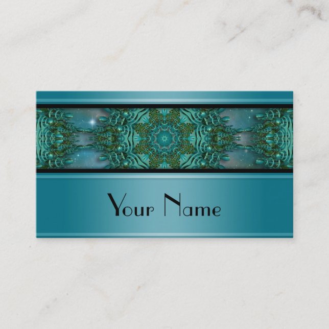 Cartão De Visita Caleidoscópio Fractal Mandala X + texto (Frente)