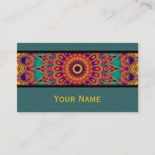 Cartão De Visita Caleidoscópio Fractal - tatuagem II + texto