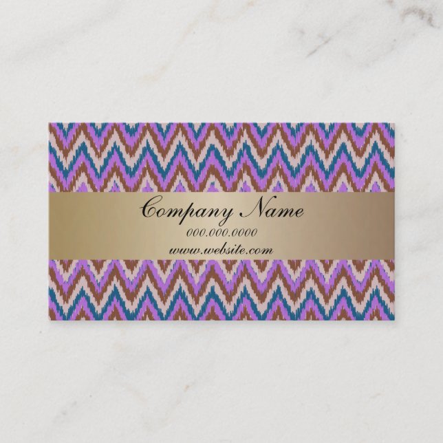 Cartão De Visita Calendário Indigo Ikat ZigZag Pocket 2019 (Frente)