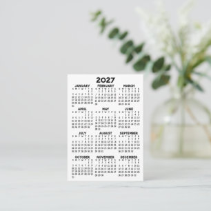 Cartão De Visita Calendário Preto Simples Minimalista 2027