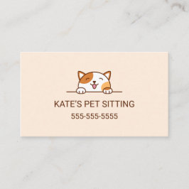 Cartão De Visita Calico Cat Peeking Pet Sitting Service