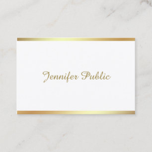 Cartão De Visita Caligrafia com Script de ouro Linda Única Moderna