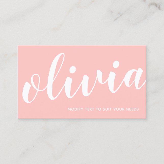 Cartão De Visita Caligrafia de Script Manuscrito BOld Coral Rosa (Frente)
