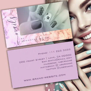 Cartão De Visita Caligrafia Elegante Roxo Lilac Marble Marbled