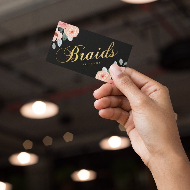 Cartão De Visita Caligrafia por Aquarela Dourada com Script Braços (Criador carregado)