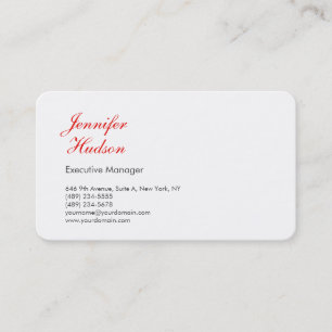 Cartão De Visita Caligrafia vermelha minimalista profissional