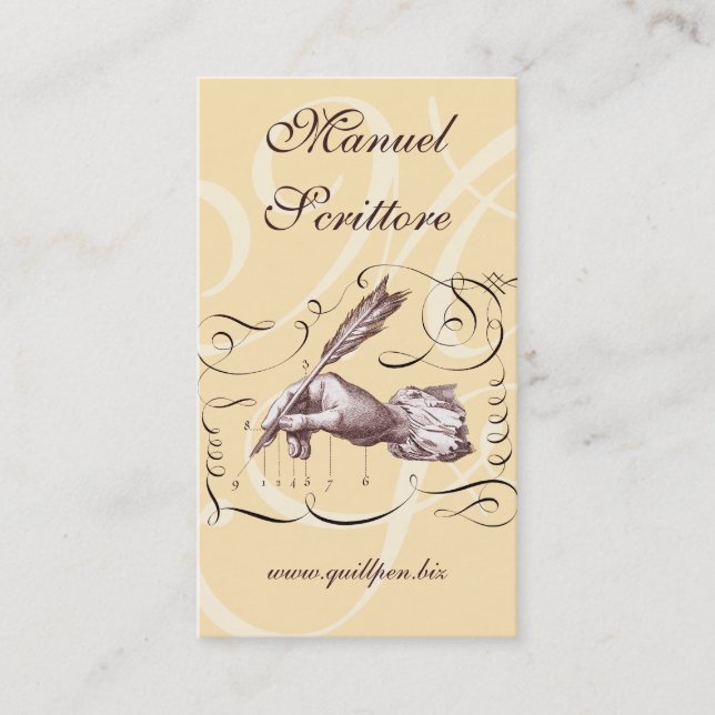 Cartão de visita caligráfico para o escritor, (Frente)