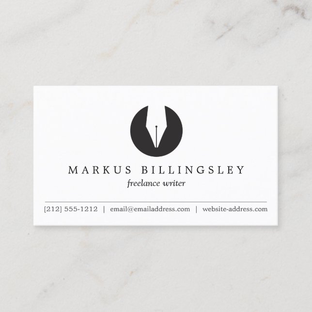 Cartão De Visita CALLIGRAPHY CANETA NIB LOGO 3 para Autores ou Escr (Frente)