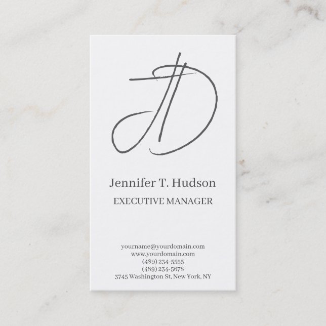 Cartão De Visita Calligraphy trendy classical monogram profile card (Frente)
