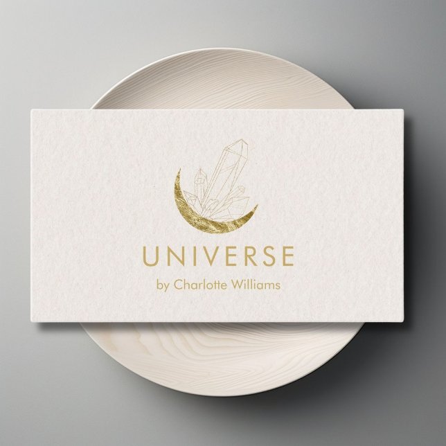 Cartão De Visita Calor de Energia do Cristal da Lua (Moon Crystal Energy Healer QR-Code Business Card - Beige Violet)